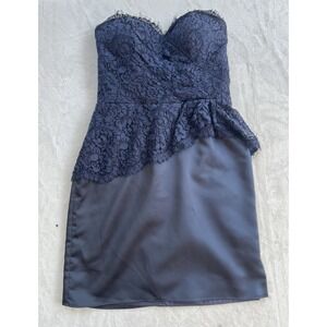 Mackenzie Michaels Lace & Silk Navy Blue Dress‎ Size 8